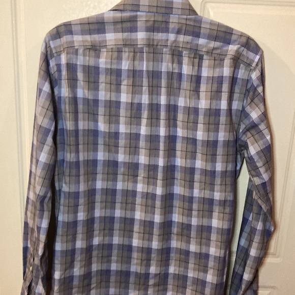 BANANA REPUBLIC💫Mens Blue/Gray Plaid Non-Iron Dress Shirt - Picture 8 of 8